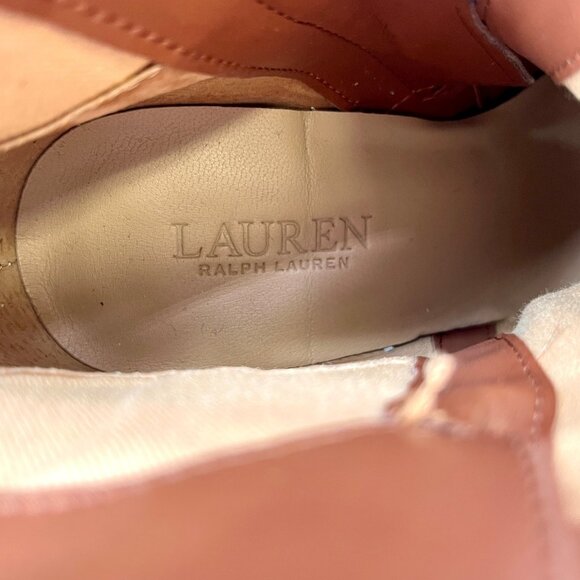 Lauren Ralph Lauren Madisyn Bootie Size 7B Polo Tan Leather Buckled Ankle Strap - Picture 12 of 16